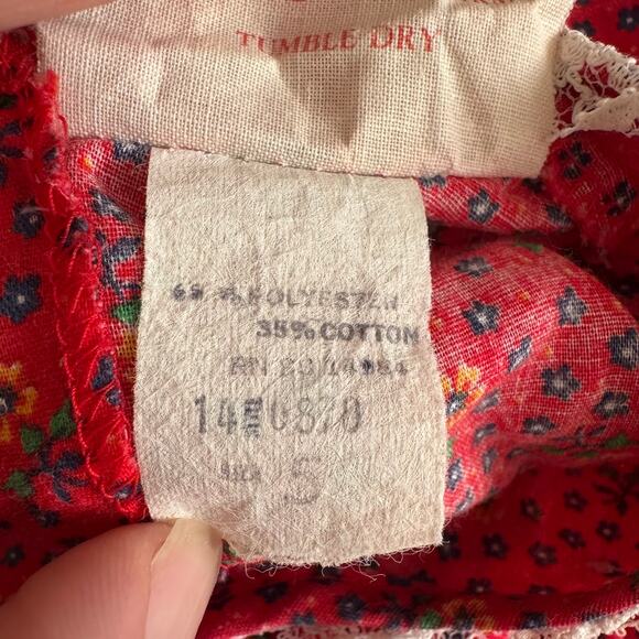 Petite Frocks Group Vintage Strawberry Shortcake Red Floral Dress 1980- No Apron - Picture 3 of 6